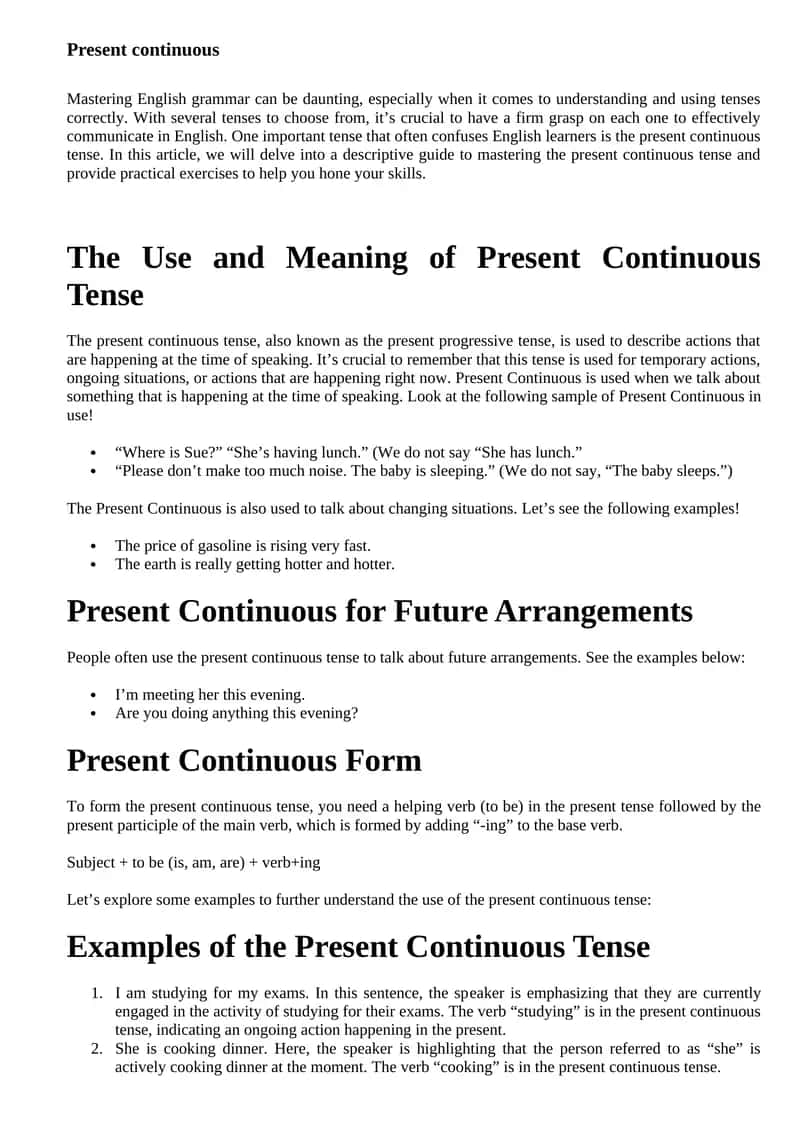 Present continuous 1