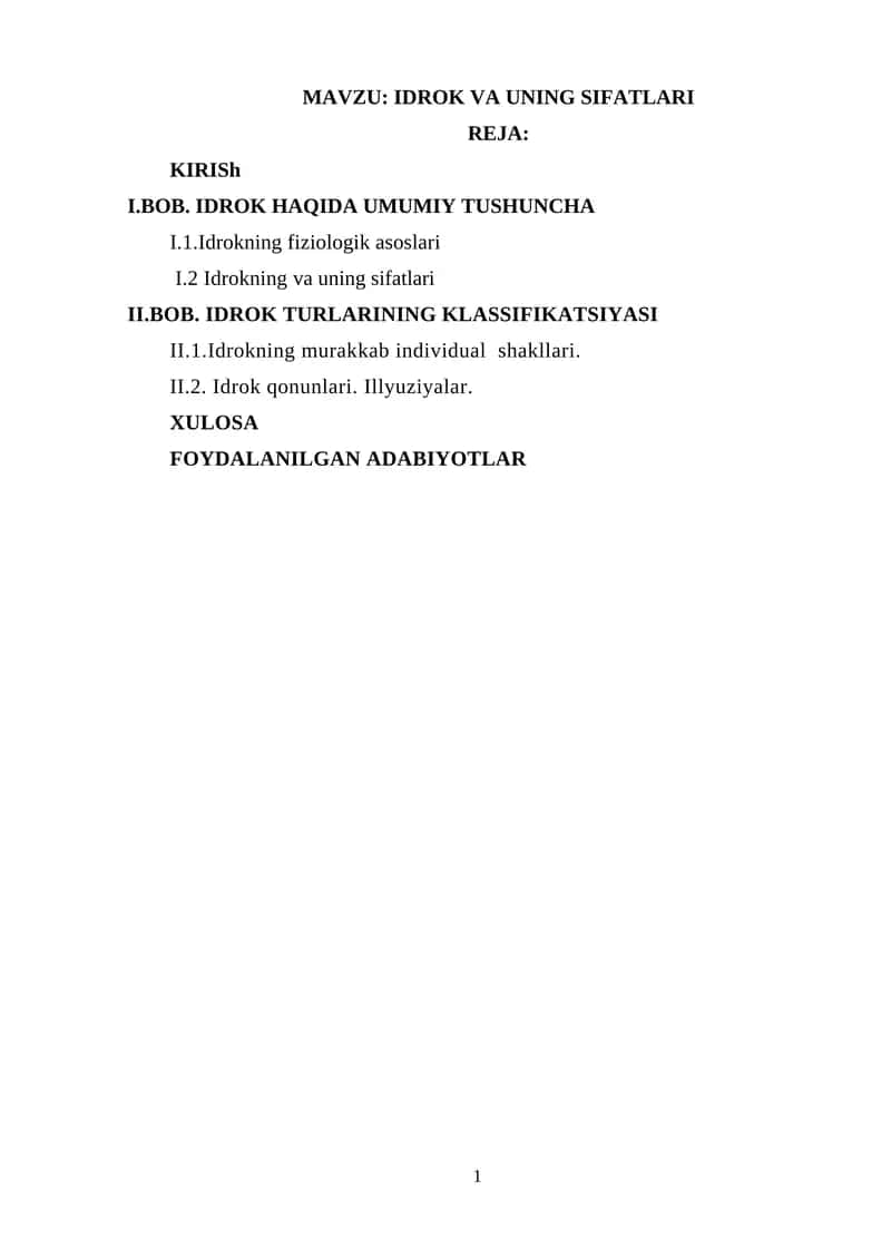 IDROK VA UNING SIFATLARI 1