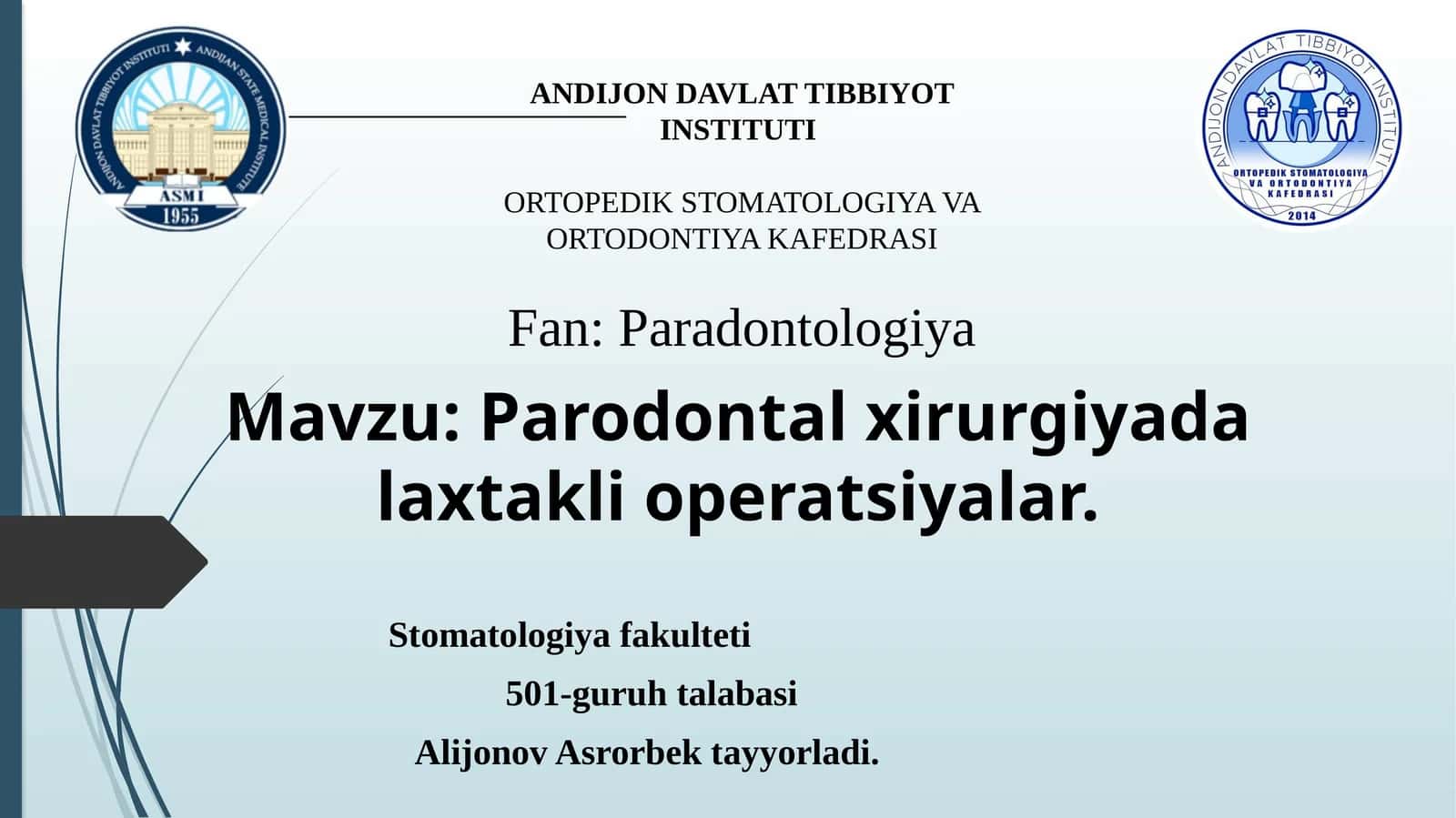 Parodontal xirurgiyada laxtakli operatsiyalar. 1