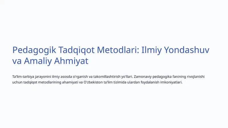Pedagogik Tadqiqot Metodlari 1