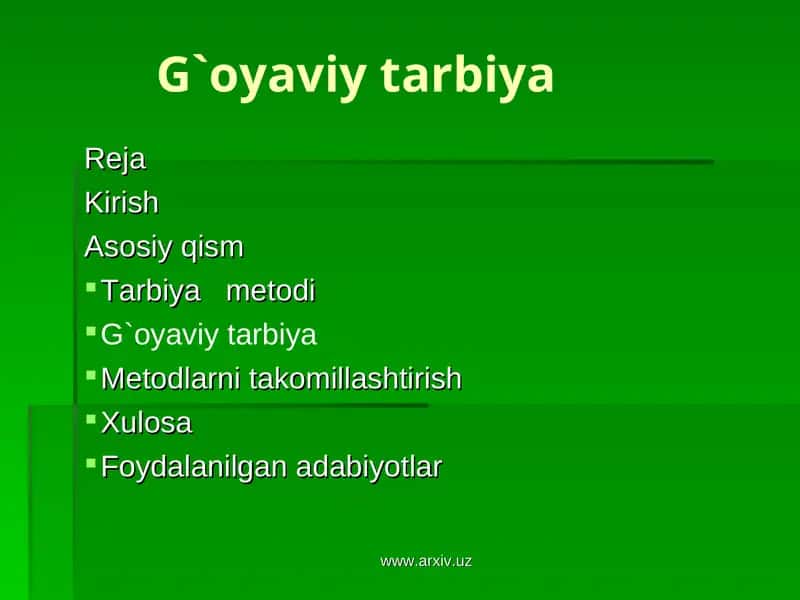 G`oyaviy tarbiya 1