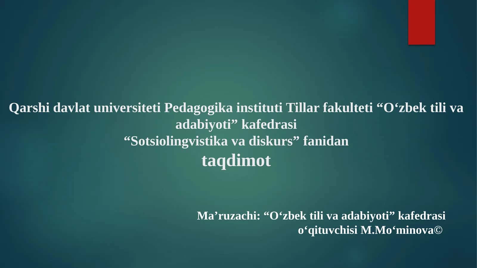 Sotsiolingvistika va diskurs fan taqdimoti 1
