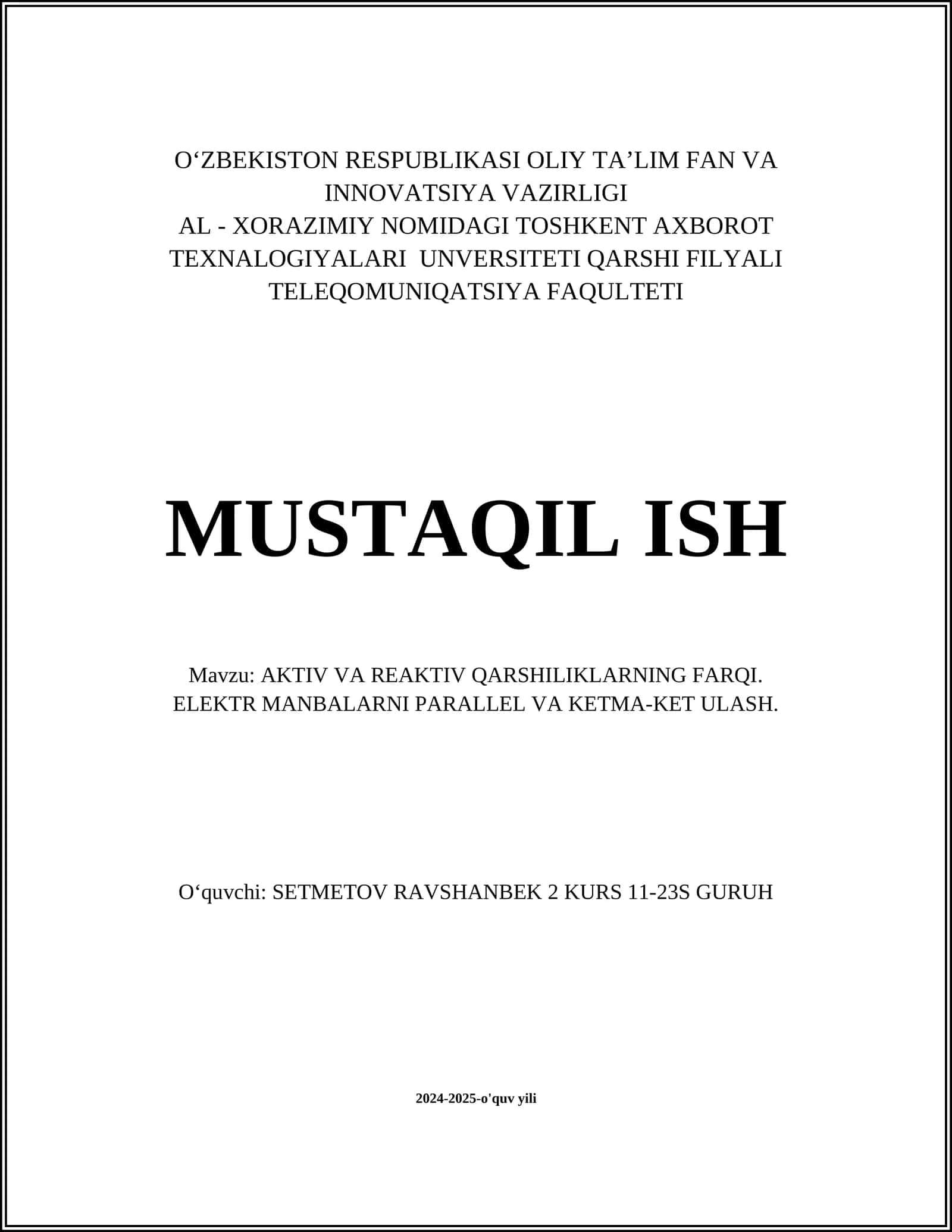 AKTIV VA REAKTIV QARSHILIKLARNING FARQI 1