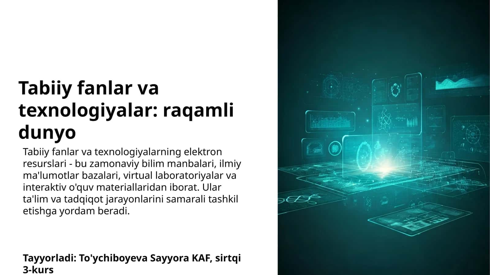 Tabiiy fanlar va texnologiyalar: raqamli dunyo 1