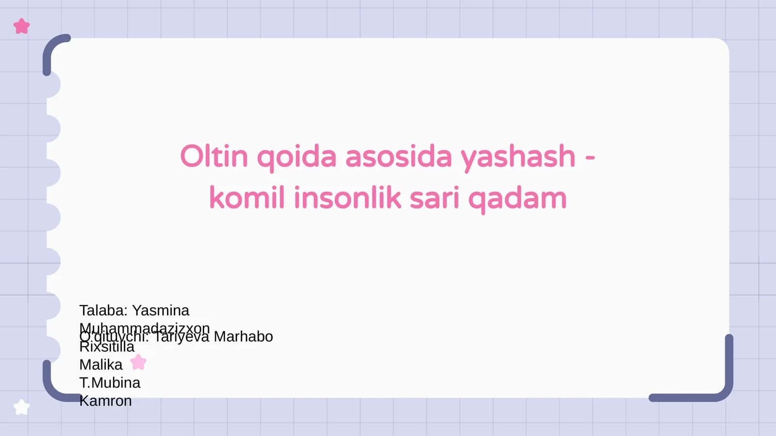 Oltin Qoida Asosida Yashash 1