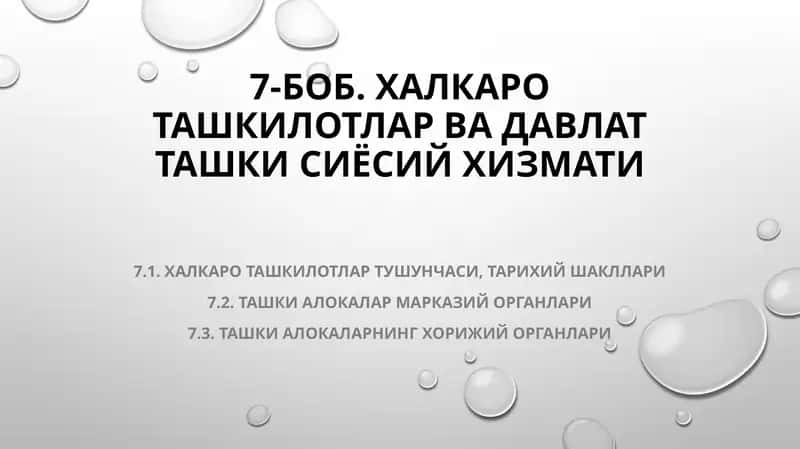 Халкаро ташкилотлар ва давлатта шкисий хизмати 1