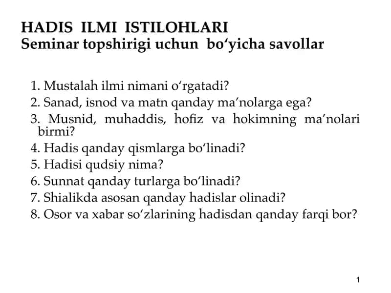 HADIS ISTILOHLARI 1