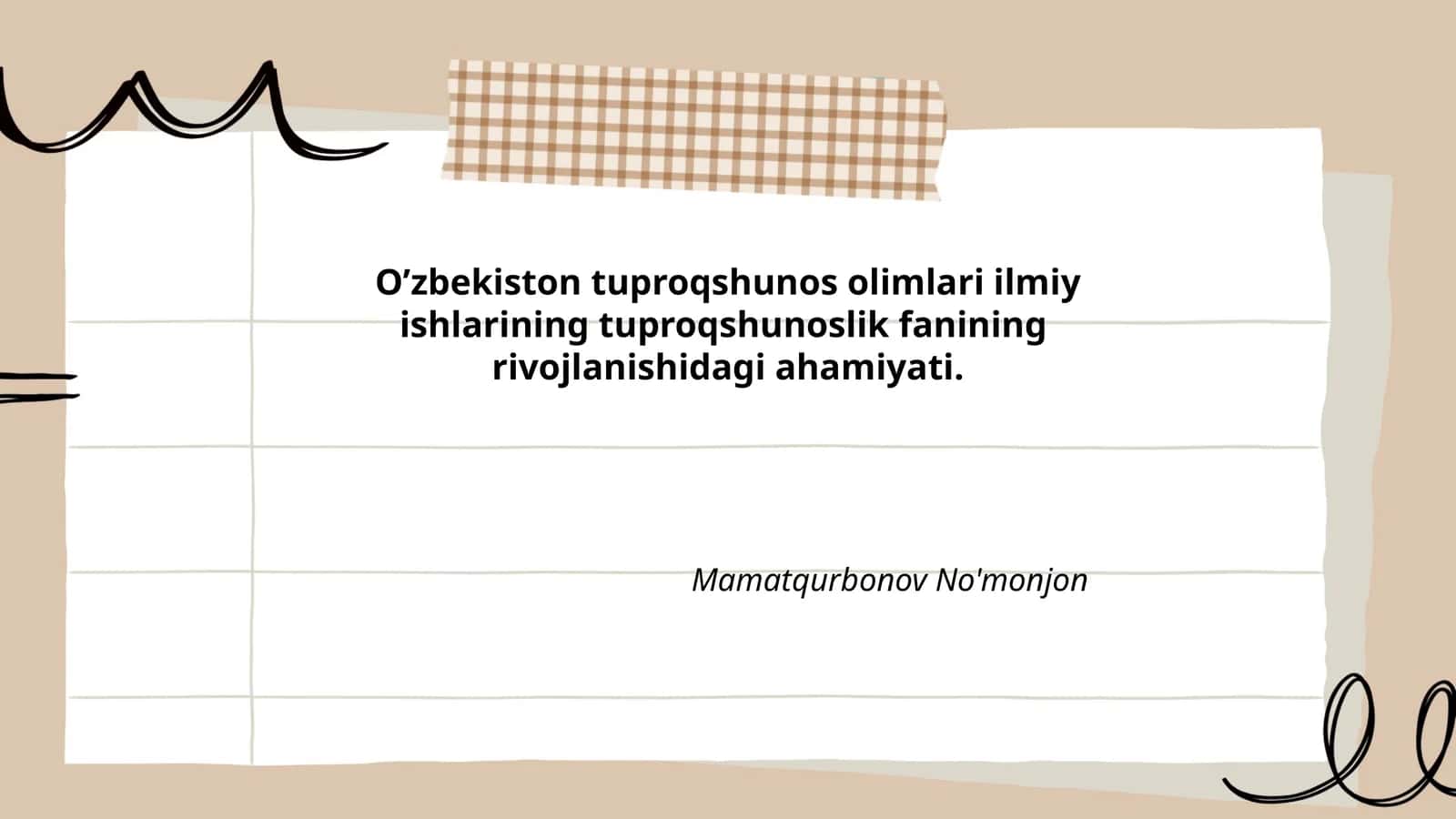 O’zbekiston tuproqshunos olimlari ilmiy ishlarining tuproqshunoslik fanining rivojlanishidagi ahamiyati 1