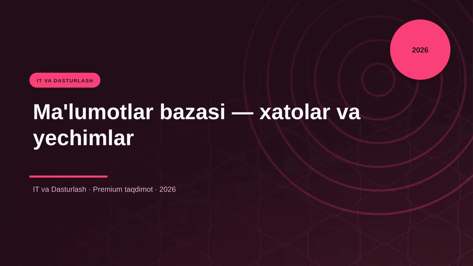 Ma'lumotlar bazasi — xatolar va yechimlar 1