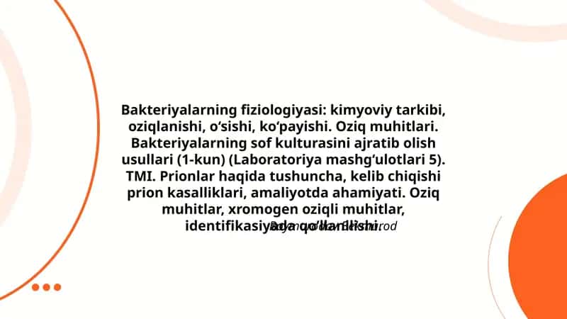 Bakteriyalarning fiziologiyasi 1