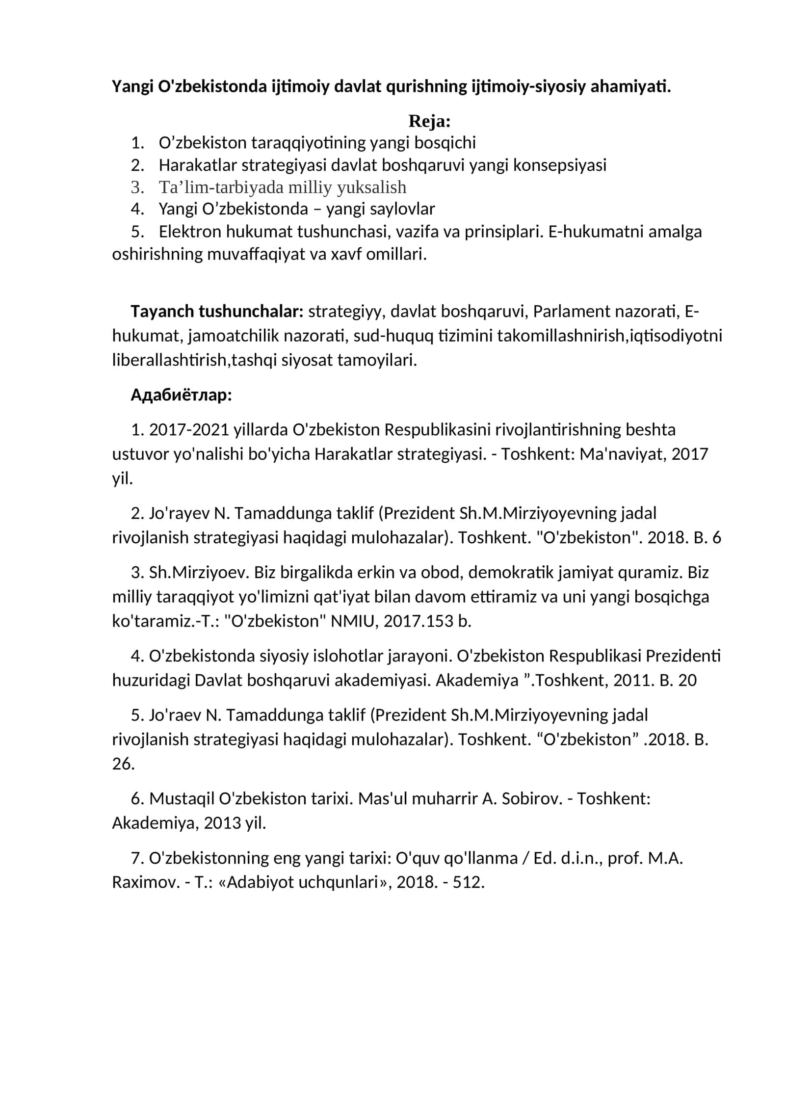 Yangi O'zbekistonda ijtimoiy davlat qurishning ijtimoiy-siyosiy ahamiyati 1