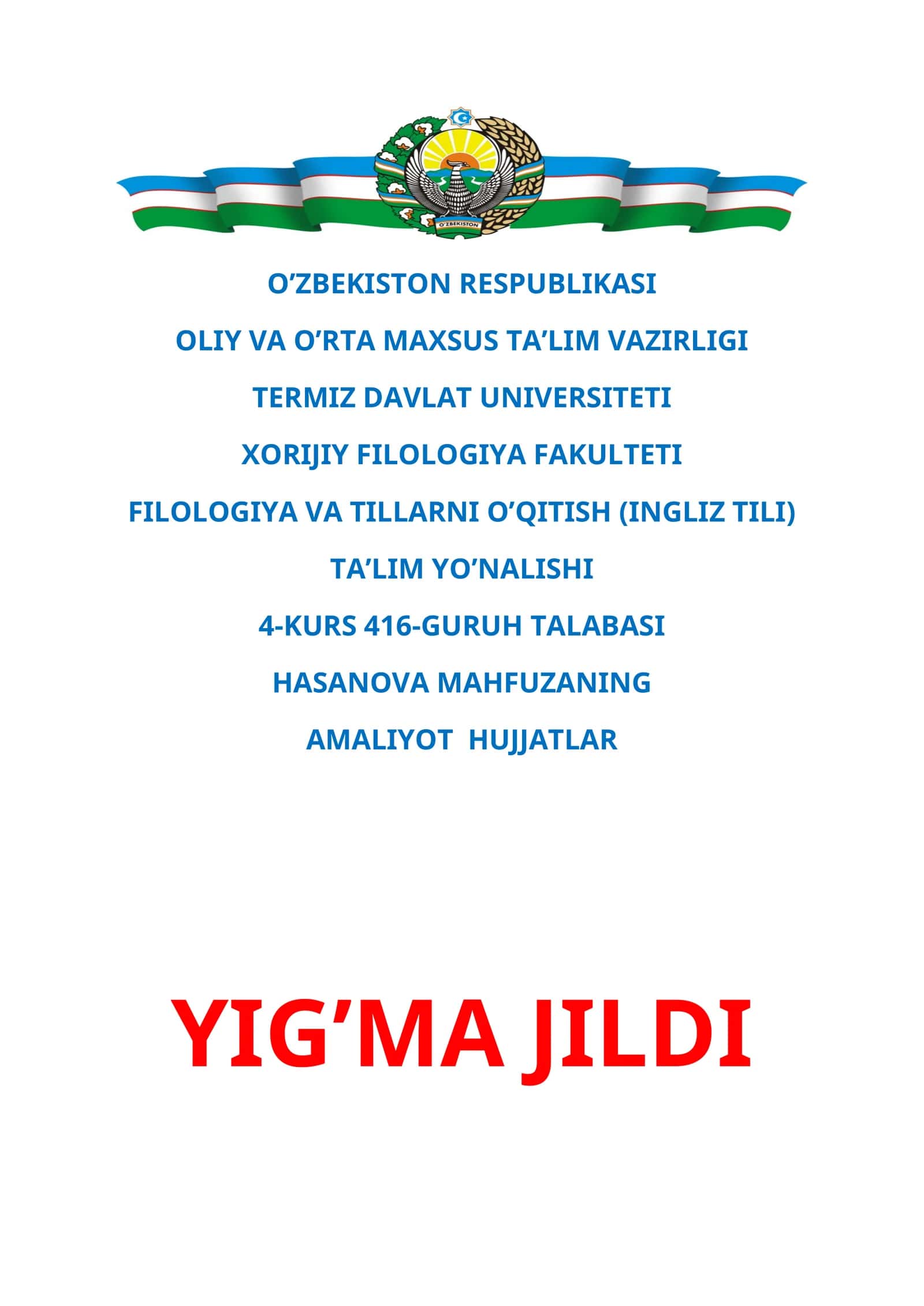 Amaliyot Hujjatlari Yig'ma Jildi 1