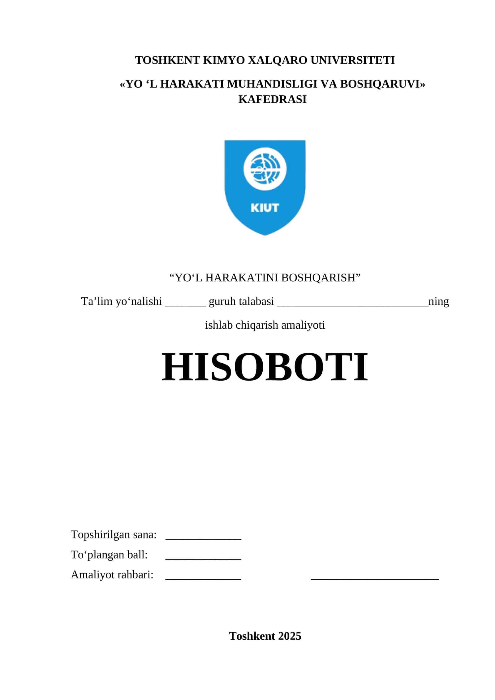 ishlab chiqarish amaliyoti  HISOBOTI 1