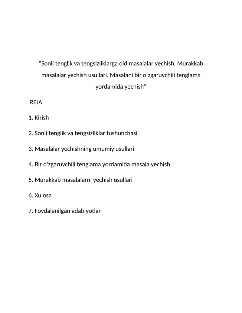 Sonli tenglik va tengsizliklar 1