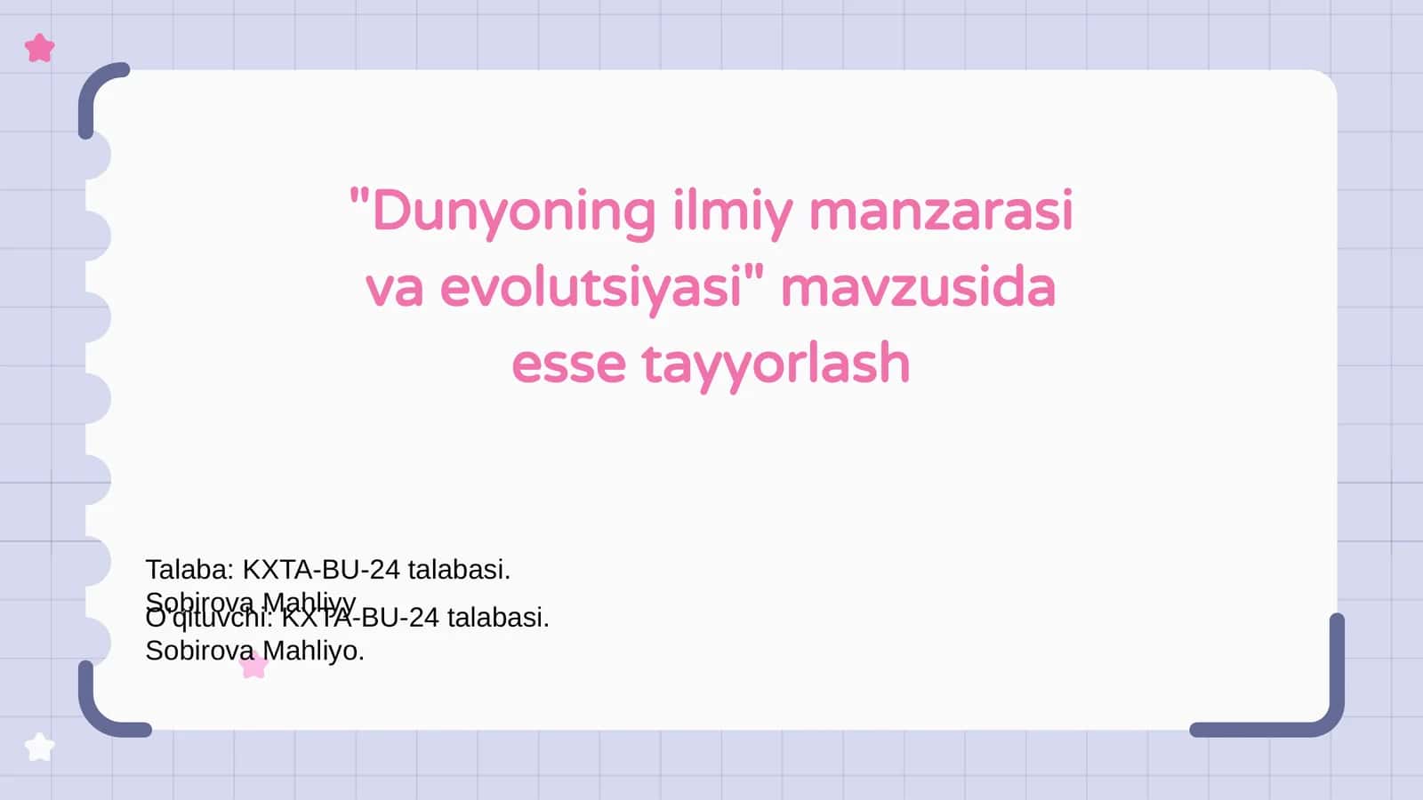 Dunyoning ilmiy manzarasi va evolutsiyasi 1
