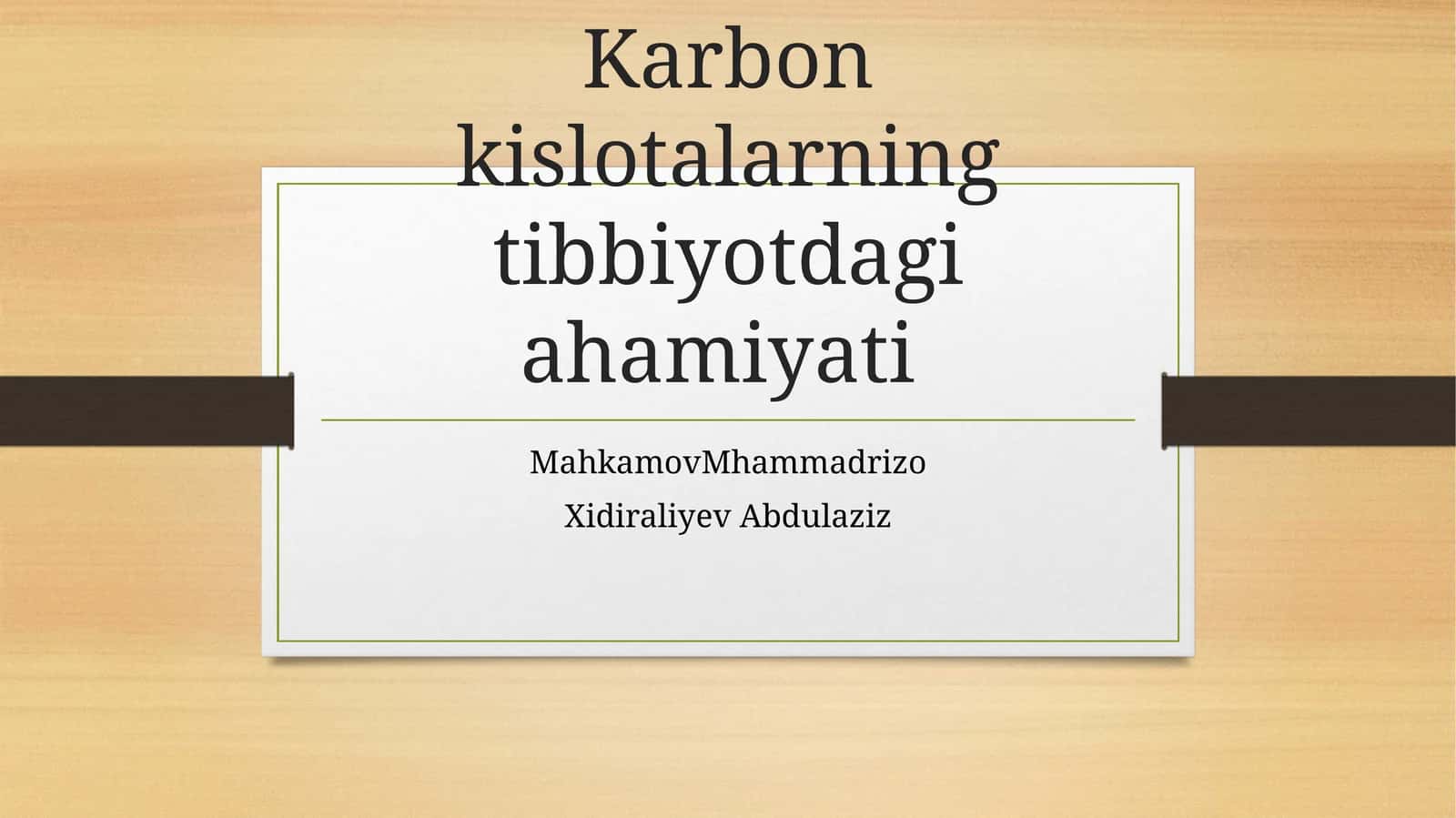 Karbon kislotalarning tibbiyotdagi ahamiyati 1
