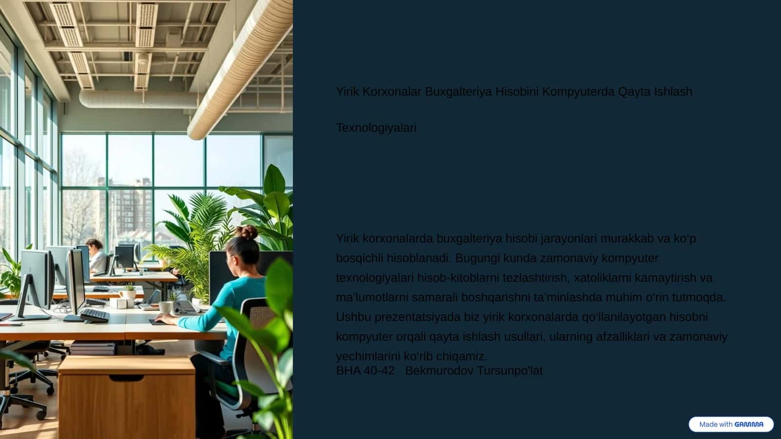 Yirik Korxonalar Buxgalteriya Hisobini Kompyuterda Qayta Ishlash Texnologiyalari 1