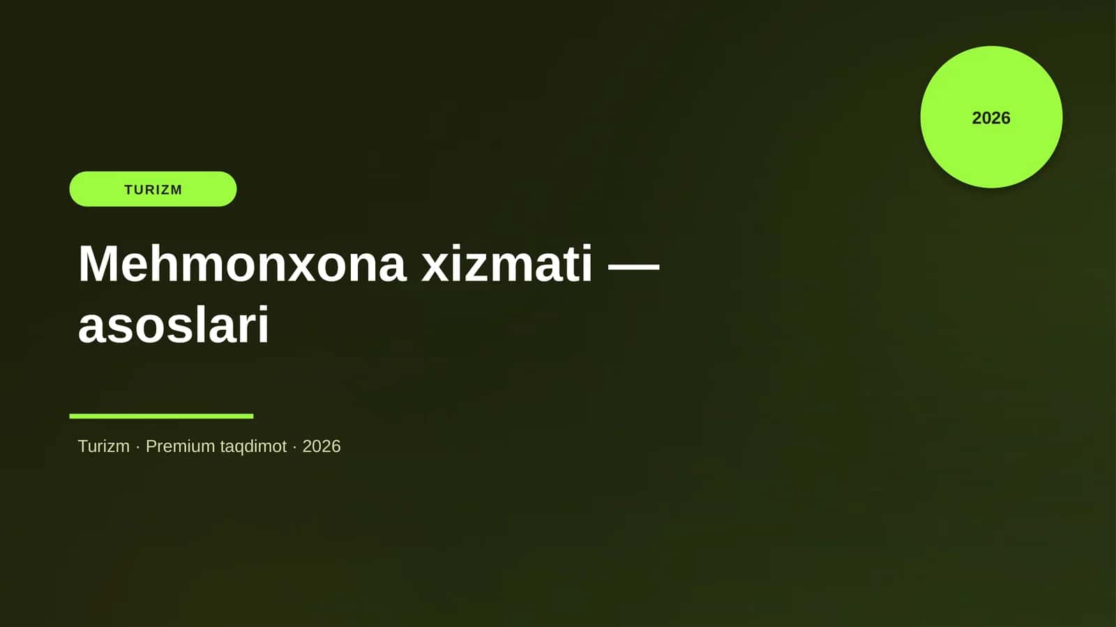 Mehmonxona xizmati — asoslari 1