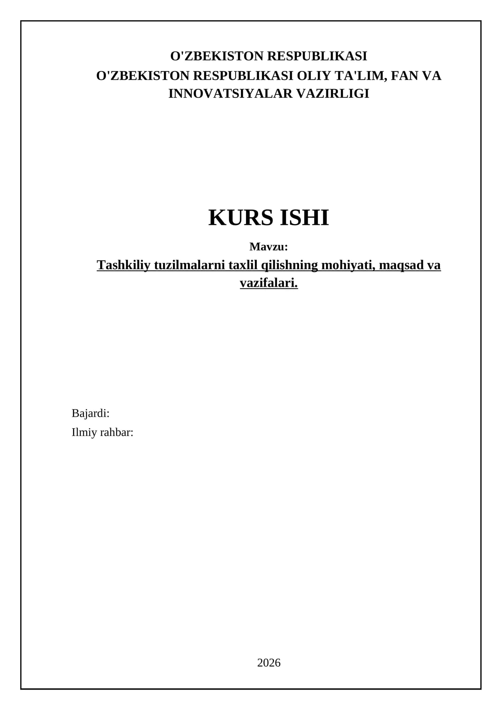Tashkiliy tuzilmalarni tahlil qilish 1