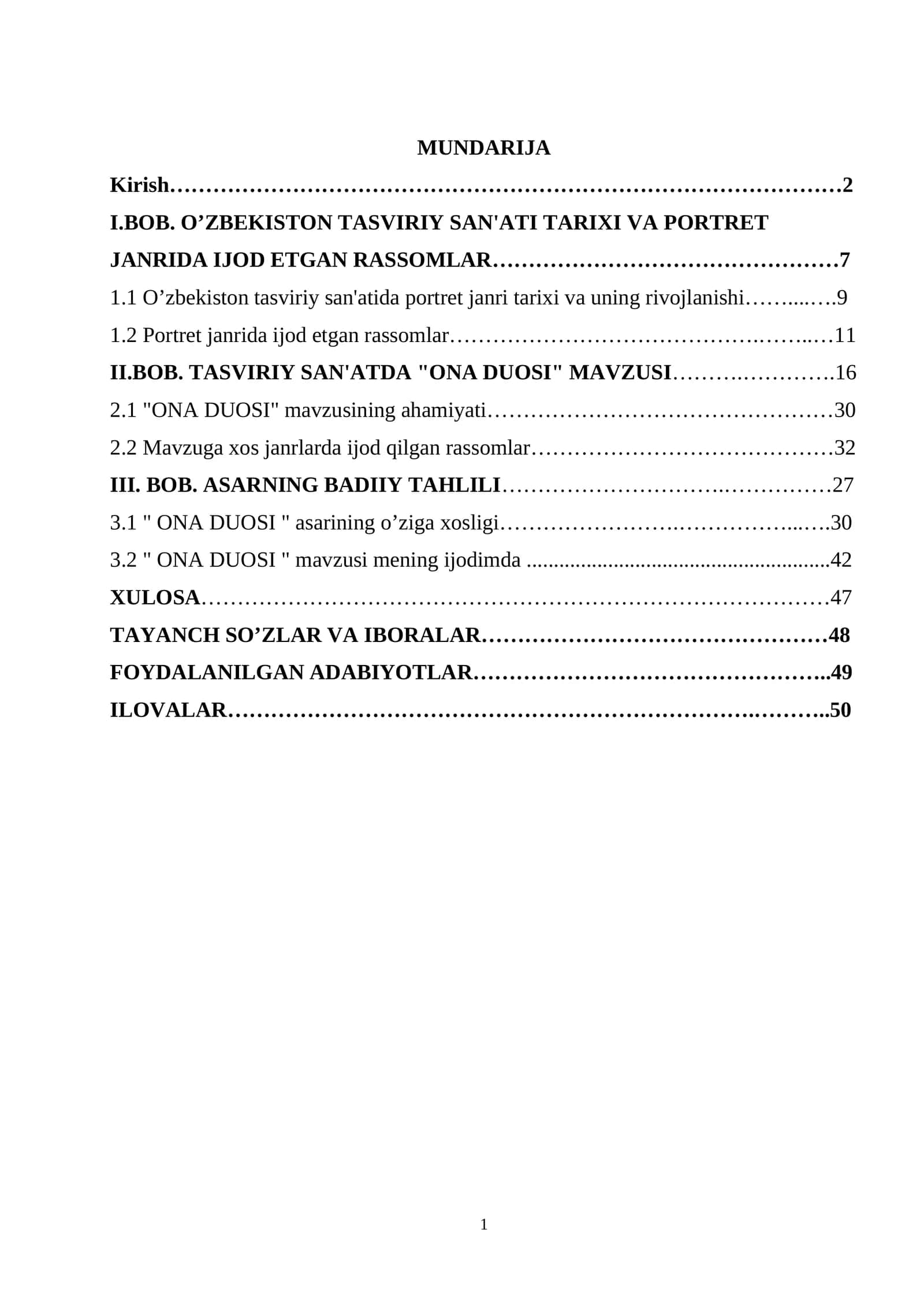 TASVIRIY SAN'ATDA "ONA DUOSI" MAVZUSI 1