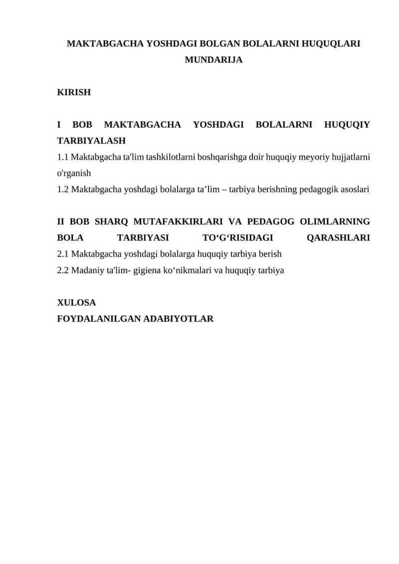 Maktabgacha Yoshdagi Bolgan Bolalarni Huquqlari 1