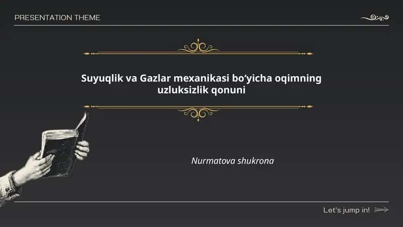 Suyuqlik va Gazlar mexanikasi boʻyicha oqimning uzluksizlik qonuni 1
