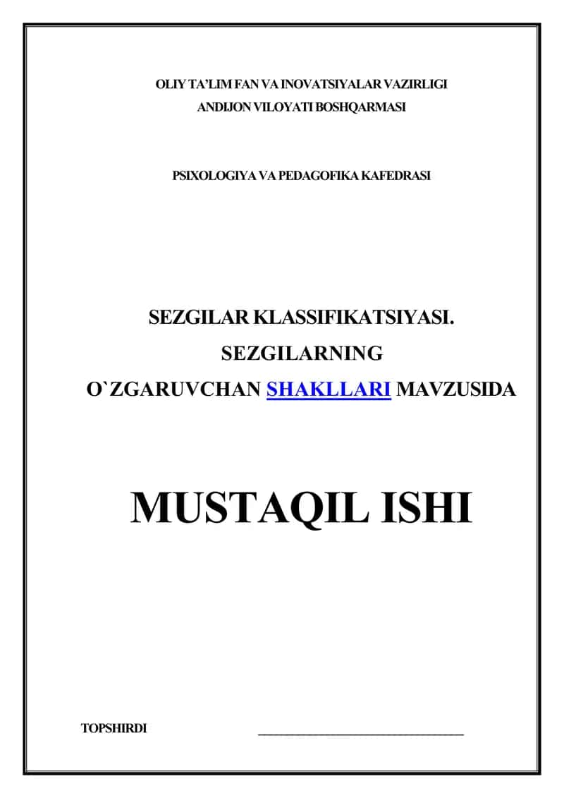 Sezgilar klassifikatsiyasi 1
