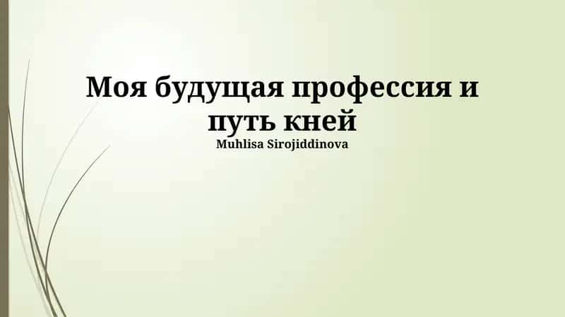 Моя будущая профессия и путь к ней 1
