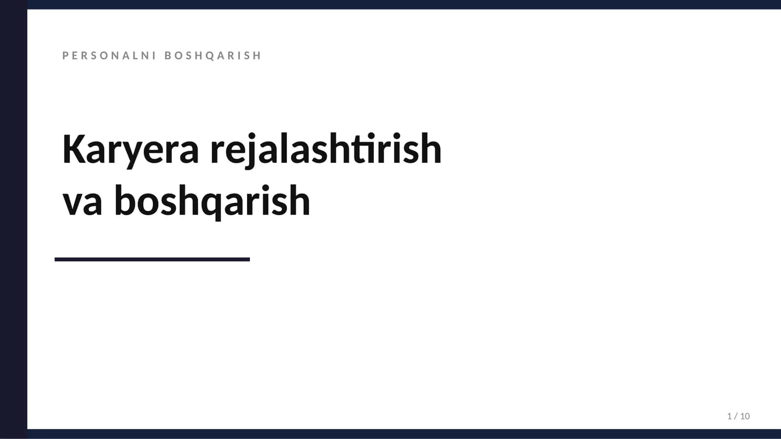 Karyera rejalashtirish va boshqarish 1