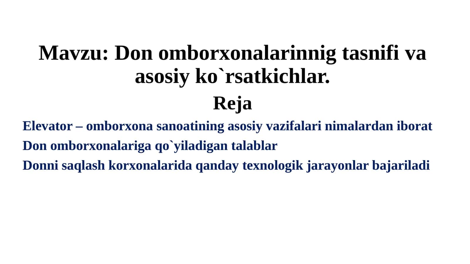 Don omborxonalarinnig tasnifi va asosiy ko`rsatkichlar 1