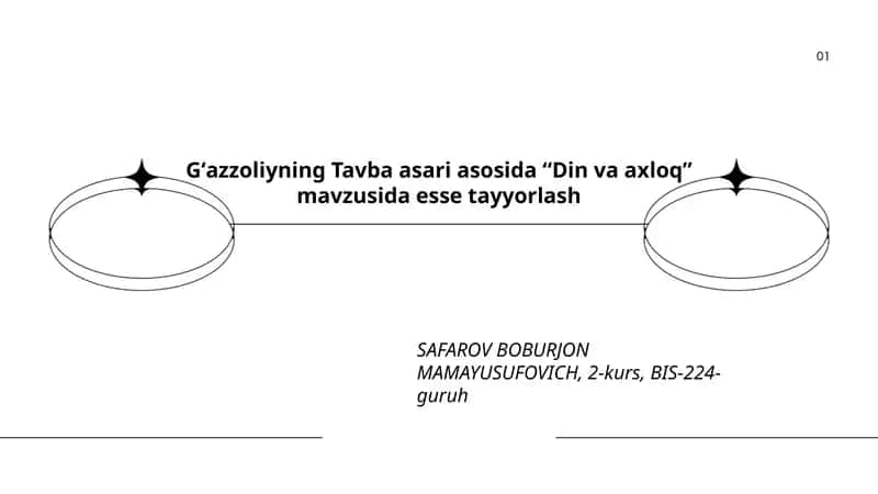 Gʻazzoliyning Tavba asari asosida “Din va axloq” mavzusida esse tayyorlash 1