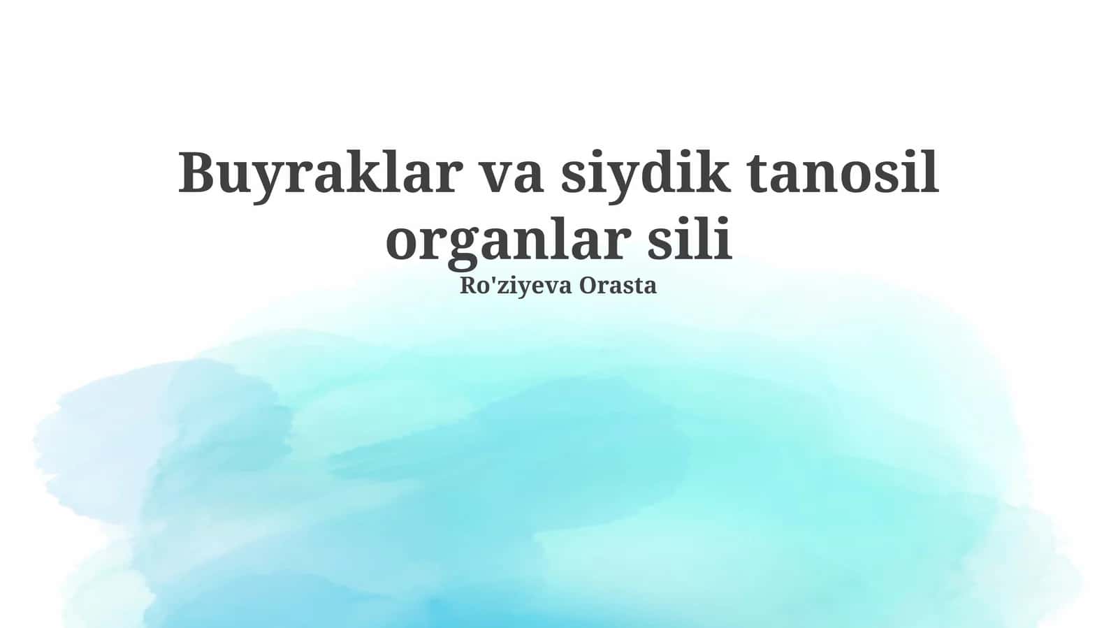 Buyraklar va siydik tanosil organlar sili 1