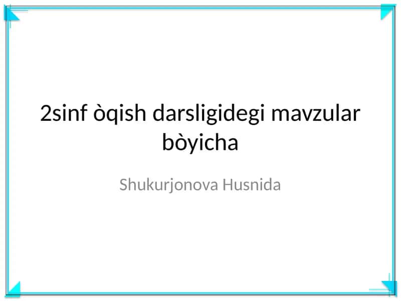 2-sinf òqish darsligidegi mavzular 1