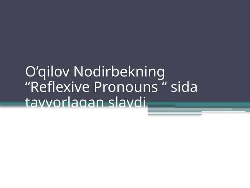 Reflexive Pronouns 1