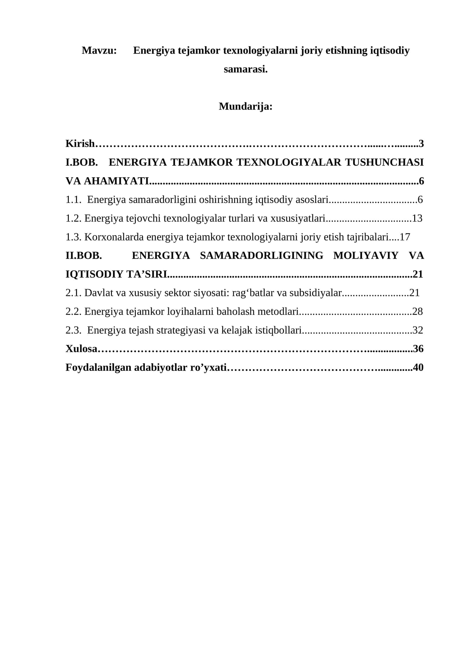 Energiya tejamkor texnologiyalarni joriy etishning iqtisodiy samarasi 1