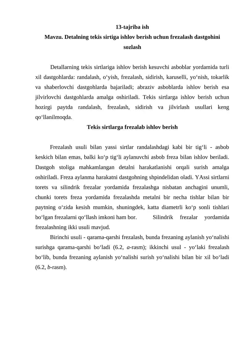 Frezalab ishlov berish 1