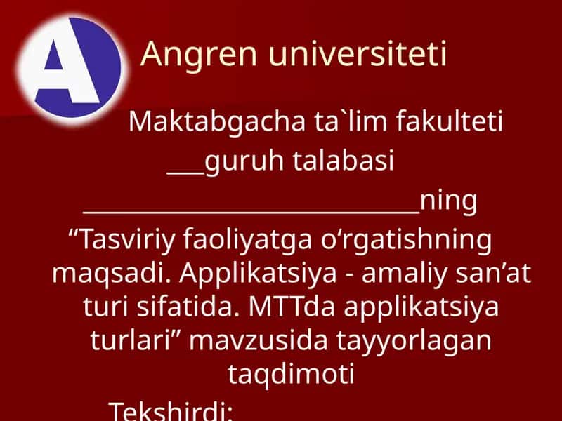 "Tasviriy faoliyatga o‘rgatishning maqsadi. Applikatsiya - amaliy san’at turi sifatida. MTTda applikatsiya turlari" 1
