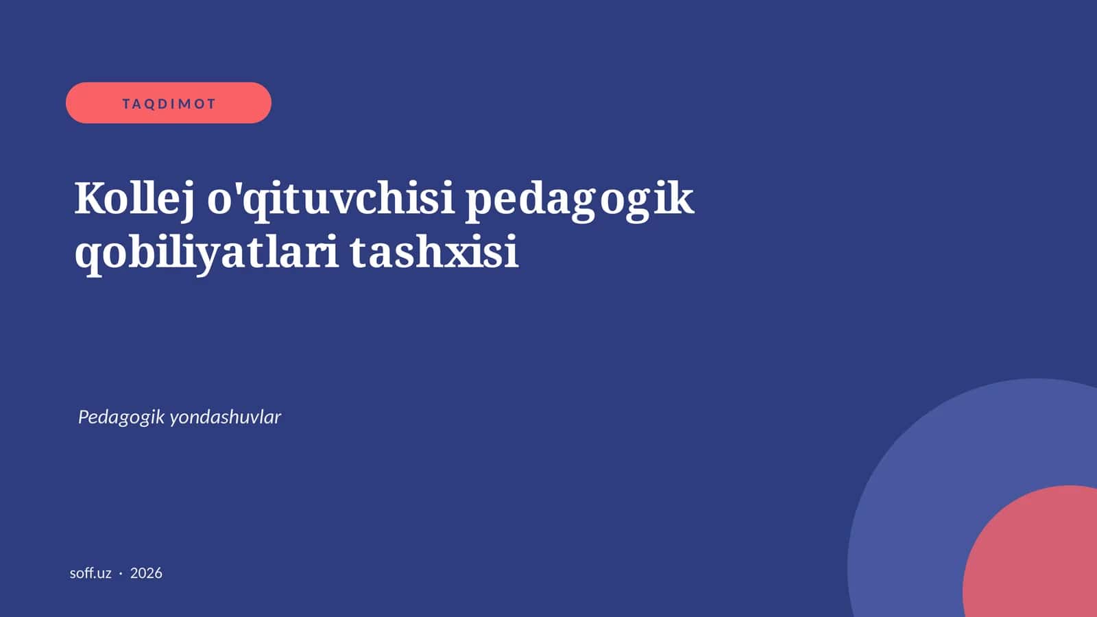 Kollej o'qituvchisi pedagogik qobiliyatlari tashxisi 1