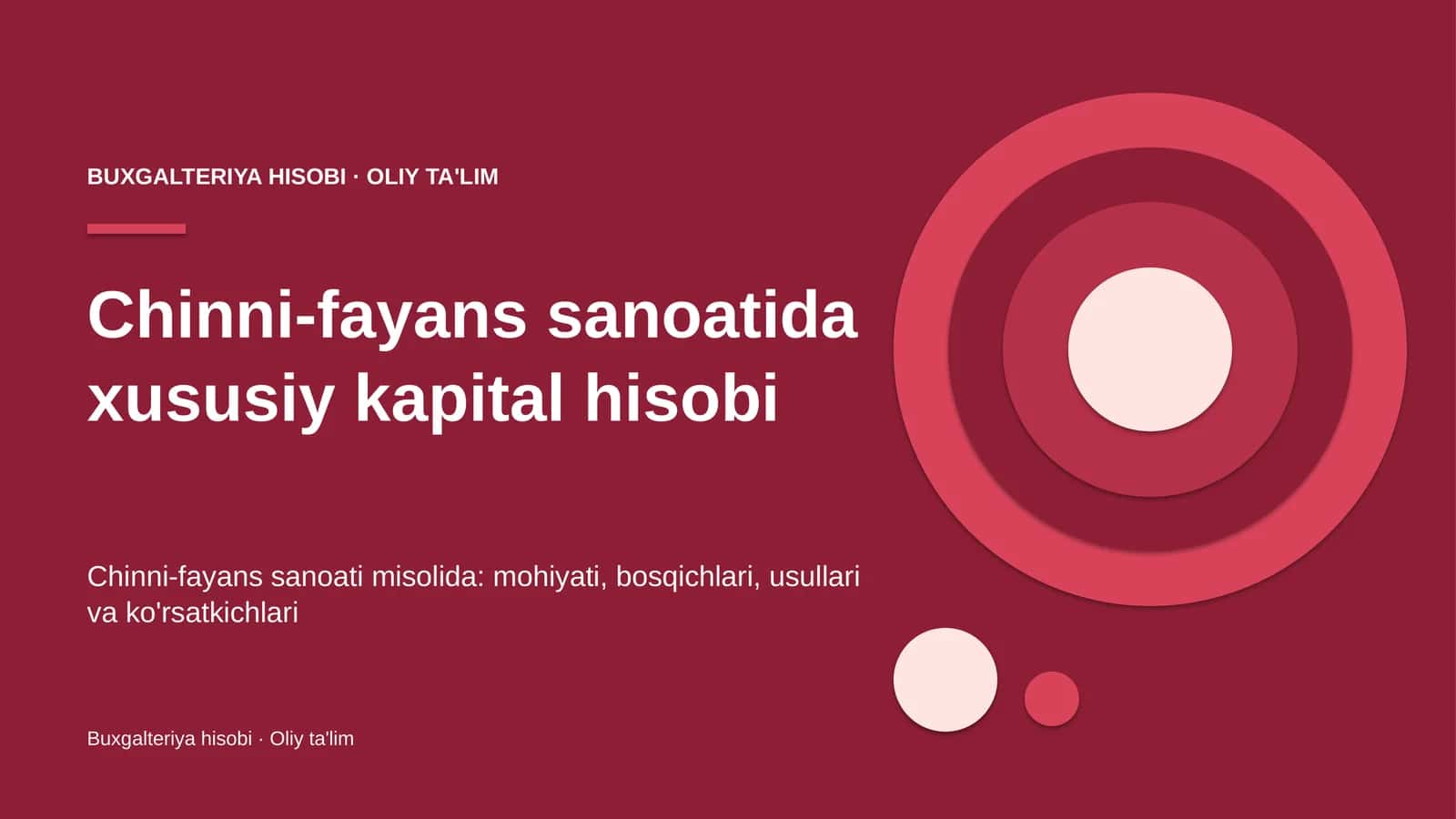 Chinni-fayans sanoatida xususiy kapital hisobi 1