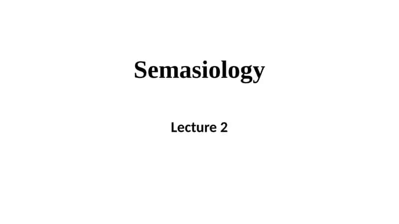 Semasiology 1