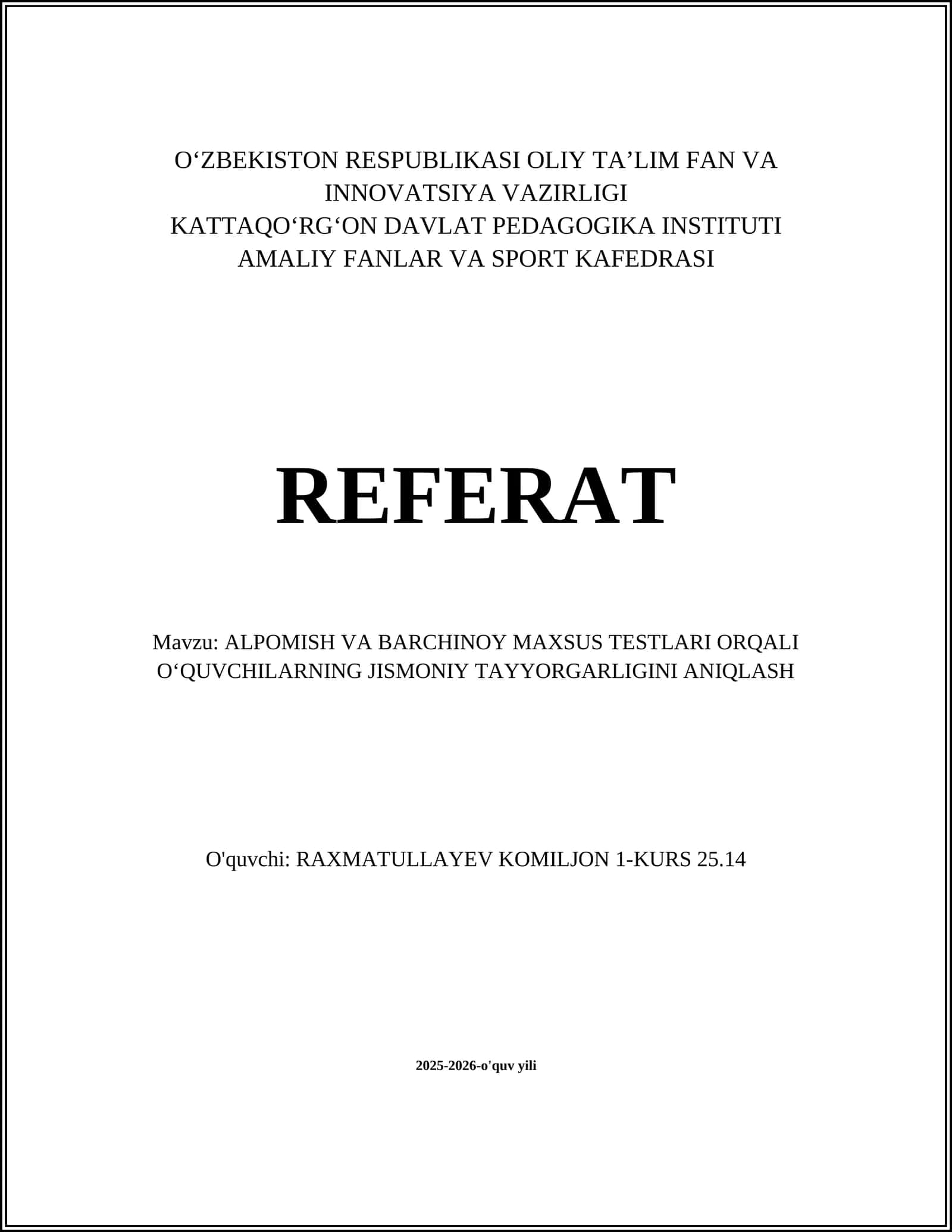 ALPOMISH VA BARCHINOY MAXSUS TESTLARI 1