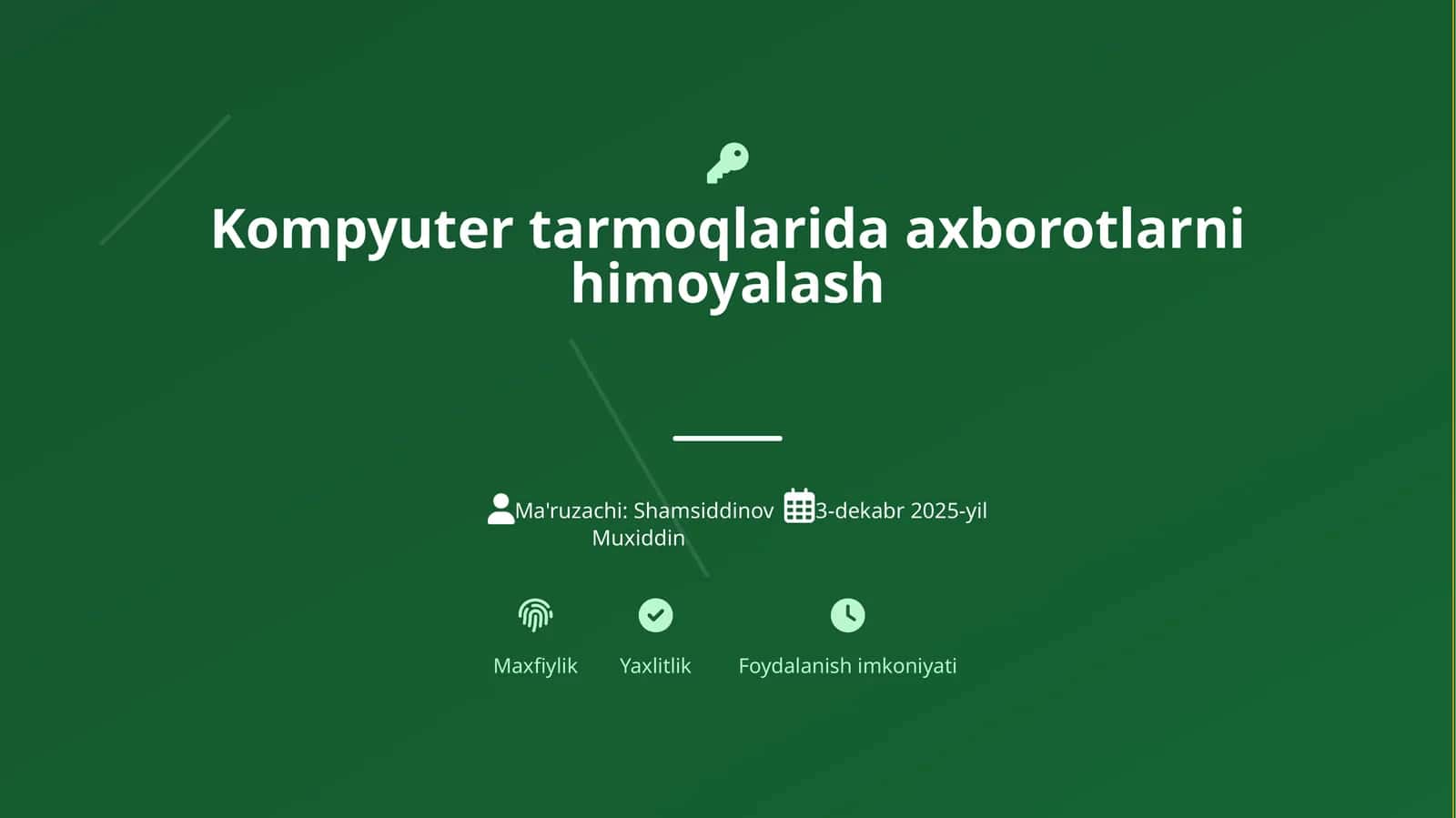 Kompyuter tarmoqlarida axborotlarni himoyalash 1