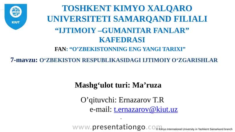 O‘ZBEKISTONNING ENG YANGI TARIXI 1