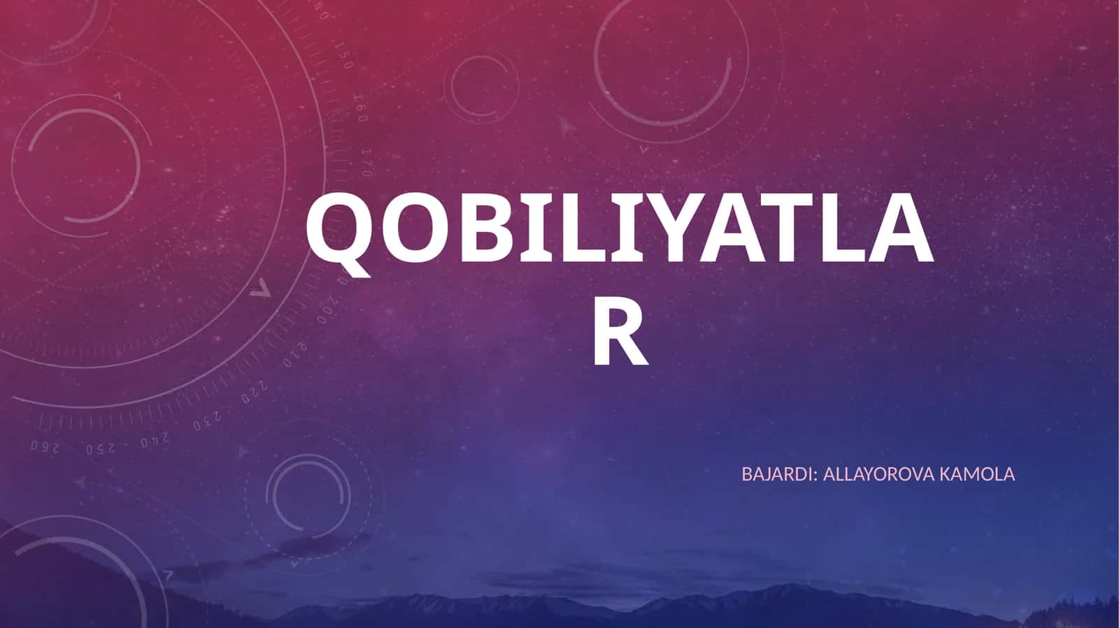 QOBILIYATLAR BAJARDI: Allayorova Kamola 1