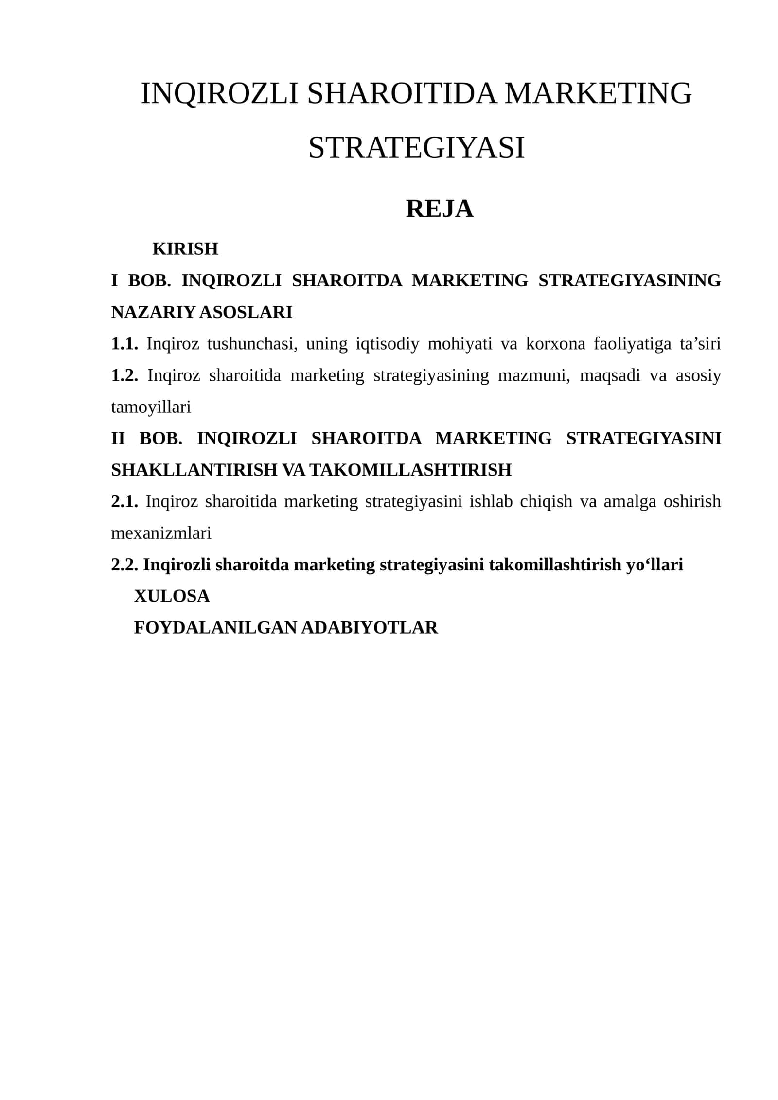 INQIROZLI SHAROITIDA MARKETING STRATEGIYASI 1