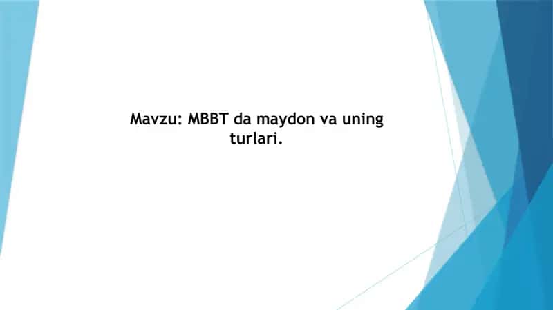 MBBT da maydon va uning turlari 1