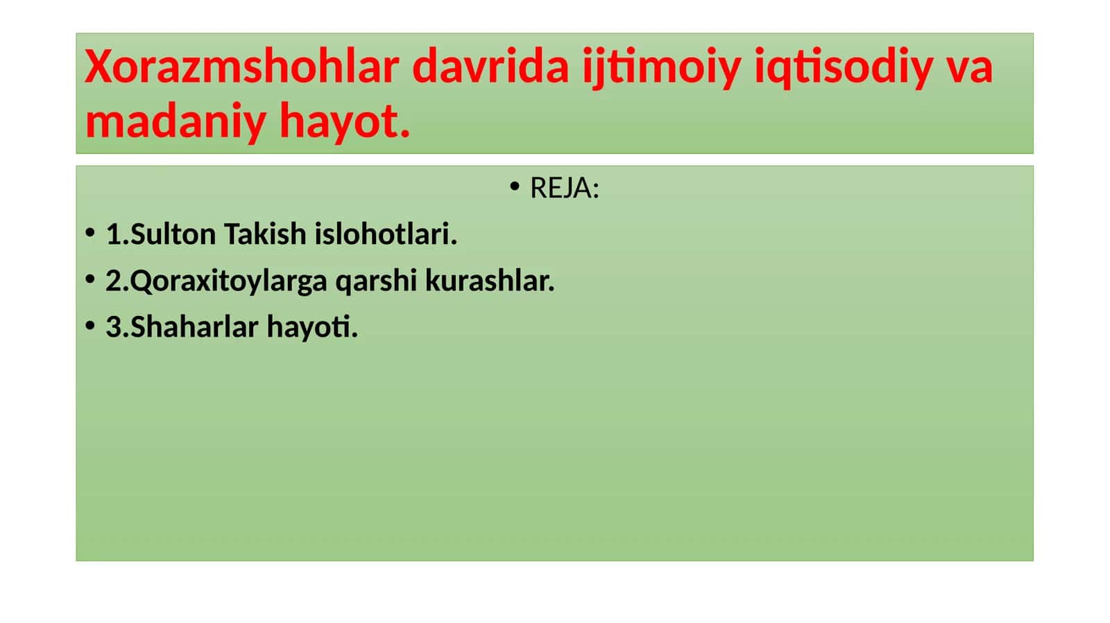 Sulton Takishislohotlari 1