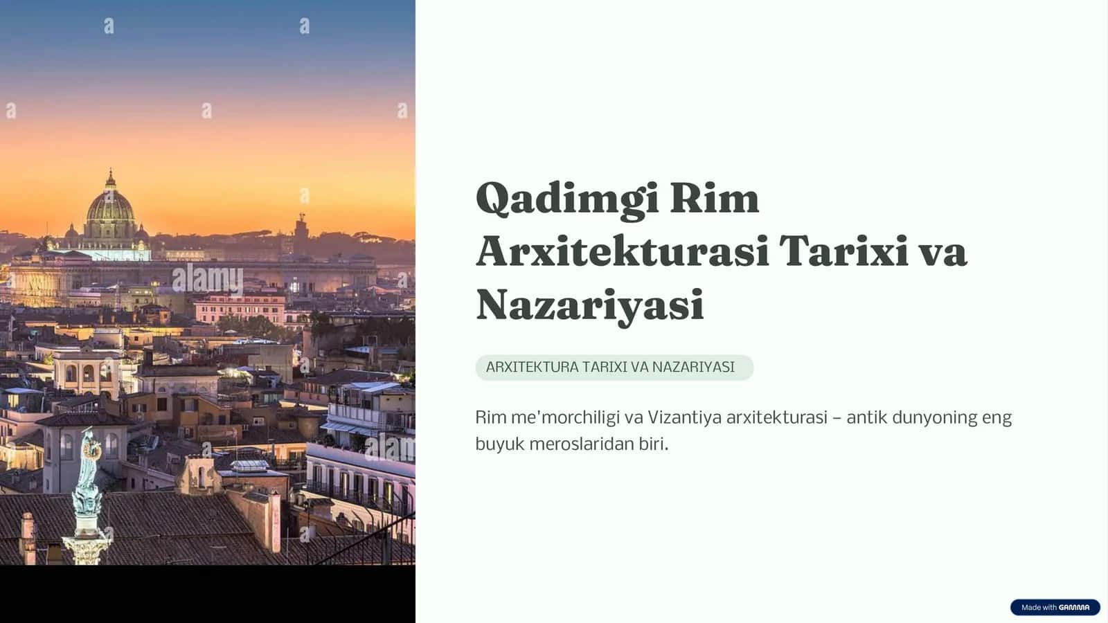Qadimgi Rim Arxitekturasi Tarixi va Nazariyasi | PPT.pptx 1