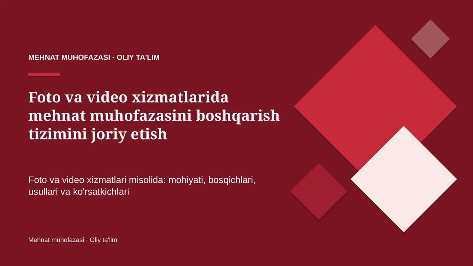 foto va video xizmatlarida mehnat muhofazasini boshqarish tizimini joriy etish 2718 1