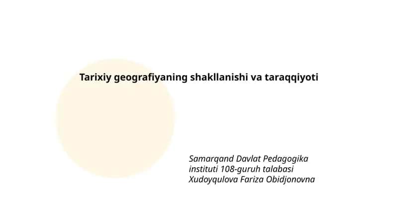 Tarixiy geografiyaning shakllanishi va taraqqiyoti 1